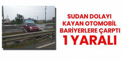 19Mayıs'ta yağmurdan kayan araba bariyerlere çarptı