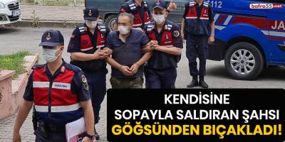 Kendisine sopayla saldıran şahsı göğsünden bıçakladı!