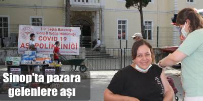 Sinop'ta pazara gelenlere aşı