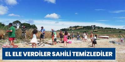El ele verdiler, sahili temizlediler