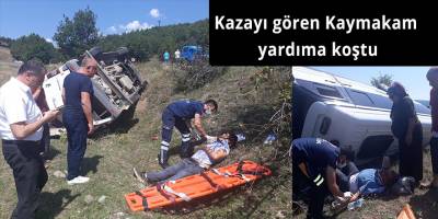 Kazayı gören Kaymakam yardıma koştu