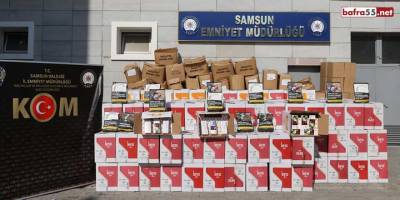 Bafra'da 764 bin 800 dal makaron ve silah ele geçirildi