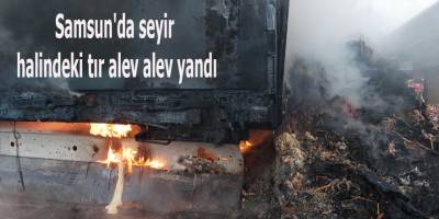 Samsun'da seyir halindeki tır alev alev yandı