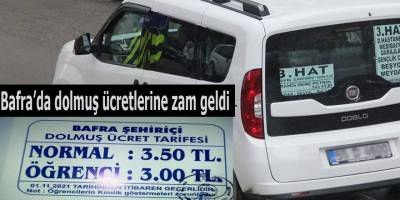 Bafra'da dolmuş ücretlerine zam geldi