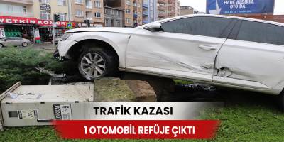 Samsun’da trafik kazası: 1 otomobil refüje çıktı