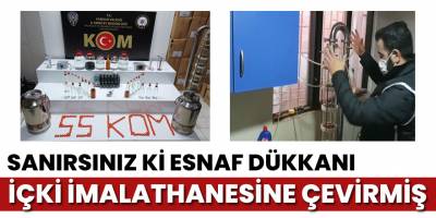 Lastik dükkanını içki imalathanesine çevirmişler