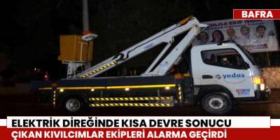 Elektrik direğinde kısa devre sonucu çıkan kıvılcımlar ekipleri alarma geçirdi