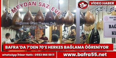 Bafra’da 7’den 70’e herkes bağlama öğreniyor