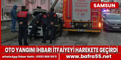 Oto yangını ihbarı itfaiyeyi harekete geçirdi