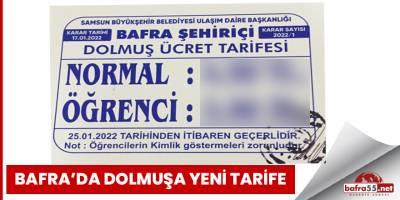 Bafra'da dolmuşlara yeni tarife