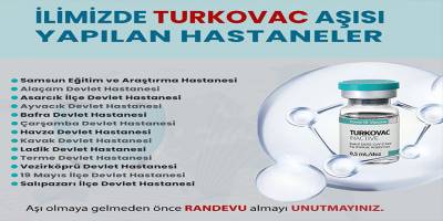 Turkovac aşısı Pazartesi günü Bafra'da vurulmaya başlanaca