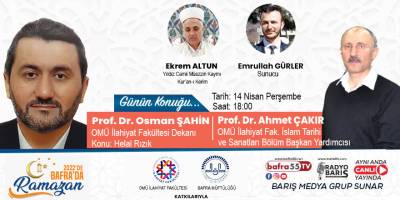 OMÜ İlahiyat Fakültesi Dekanı Osman Şahin 2022’de Ramazanın konuğu