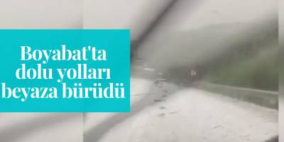 Boyabat'ta dolu yolları beyaza bürüdü