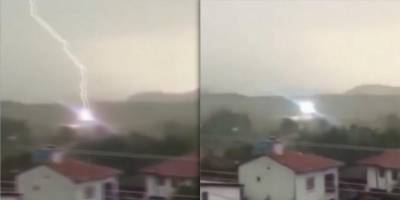 Sinop’ta yıldırım düşme anı kamerada