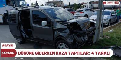 Düğüne Giderken Kaza Yaptılar: 4 Yaralı