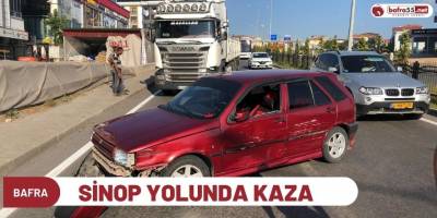 BAFRA'DA SİNOP YOLUNDA KAZA