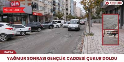 Yağmur sonrası gençlik caddesi çukur doldu