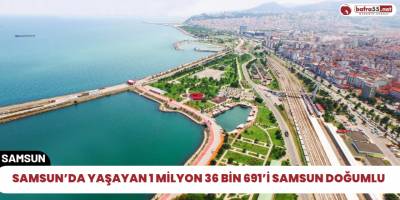 Samsun’da yaşayan 1 milyon 36 bin 691’i Samsun doğumlu