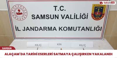 Alaçam'da tarihi eserleri satmaya çalışırken yakalandı