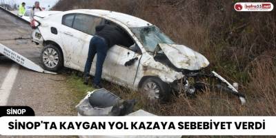 Sinop'ta Kaygan Yol Kazaya Sebebiyet Verdi
