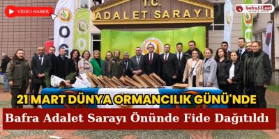 Bafra Adalet Sarayı Önünde Fide Dağıtıldı