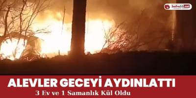 Çorum'da gece çıkan yangında 3 Ev ve Samanlık kül oldu