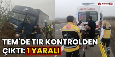 TEM'de Tır Kontrolden Çıktı: 1 Yaralı