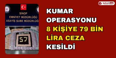 Kumar operasyonu: 8 Kişiye 79 Bin Lira Ceza Kesildi