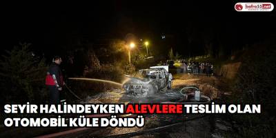 Seyir halindeyken alevlere teslim olan otomobil küle döndü