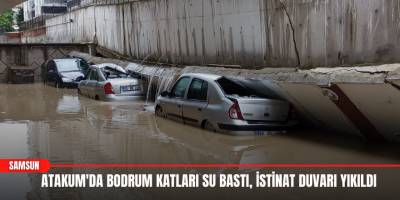 Atakum'da Bodrum Katları Su bastı, İstinat Duvarı Yıkıldı