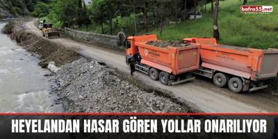Heyelandan Hasar Gören Yollar Onarılıyor