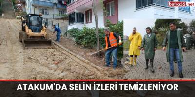 Atakum'da selin izleri temizleniyor