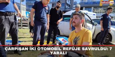 Çarşamba'da Çarpışan iki otomobil refüje savruldu: 7 yaralı