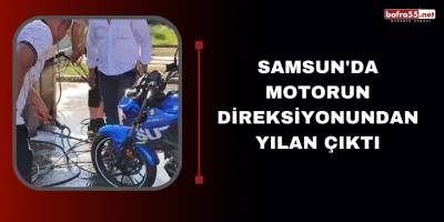 Samsun'da yarış motorunun direksiyonundan yılan çıktı