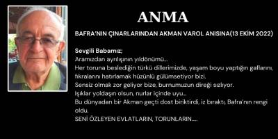 Bafra'nın Çınarlarından Akman Varol Anısına