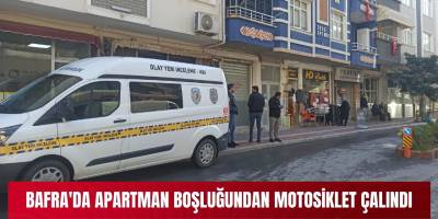 Bafra'da apartman boşluğundan motosiklet çalındı
