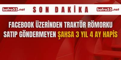 Facebook üzerinden traktör römorku satıp göndermeyen şahsa 3 yıl 4 ay hapis