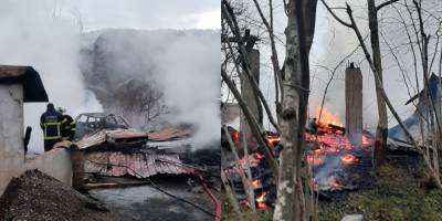 Samsun'da ahşap ev ve otomobil küle döndü