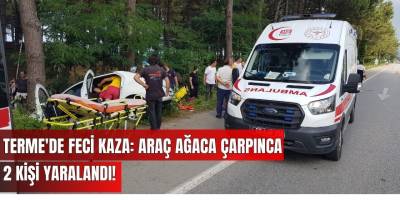 Terme'de Feci Kaza: Araç Ağaca Çarpınca 2 Kişi Yaralandı!