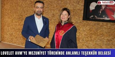 LOVELET AVM’ye Mezuniyet Töreninde Anlamlı Teşekkür Belgesi