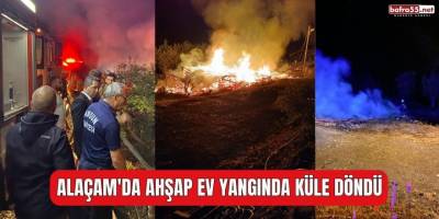 Alaçam'da Ahşap Ev Yangında Küle Döndü