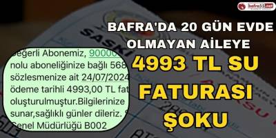Bafra'da 20 Gün Evde Olmayan Aileye 4993 TL Su Faturası Şoku!