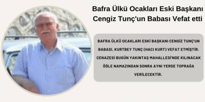 Bafra Ülkü Ocakları Eski Başkanı Cengiz Tunç'un Babası Vefat etti