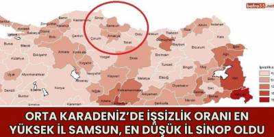 Orta Karadeniz’de İşsizlik Oranı En Yüksek İl Samsun, En Düşük İl Sinop Oldu
