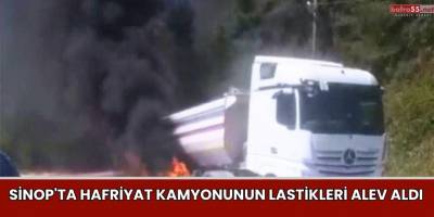 Sinop'ta Hafriyat Kamyonunun Lastikleri Alev Aldı