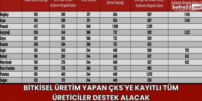 Bitkisel üretim yapan ÇKS'ye kayıtlı tüm üreticiler destek alacak