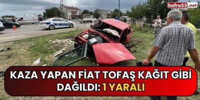 Kaza yapan Fiat Tofaş kağıt gibi dağıldı: 1 yaralı