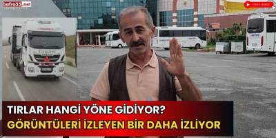 Geri geri seyir halindeki tırlar görenleri şaşırttı