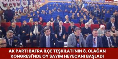 AK Parti Bafra İlçe Teşkilatı'nın 8. Olağan Kongresi'nde Oy Sayım Heyecanı Başladı