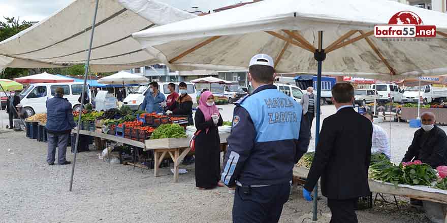 Havza Belediyesi Pazar Yerlerinde Maske Dağıttı